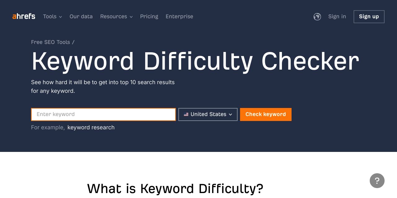 Free Keyword Difficulty Checker - Ahrefs