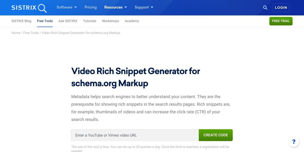 Video Rich Snippet Generator for schema.org Markup - SISTRIX