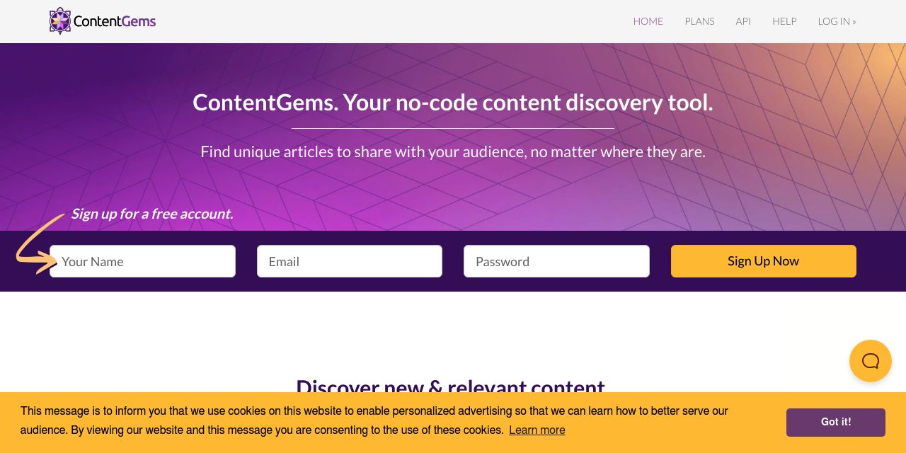ContentGems. Your no-code content discovery tool.