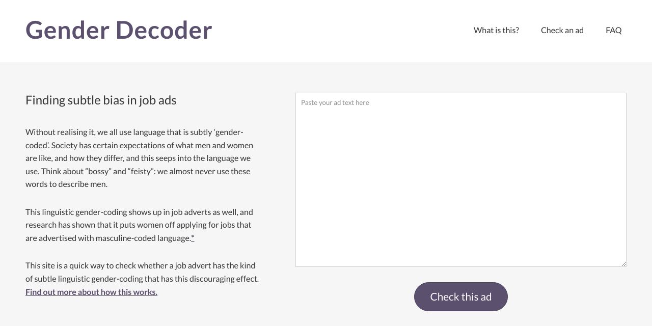Gender Decoder: find subtle bias in job ads