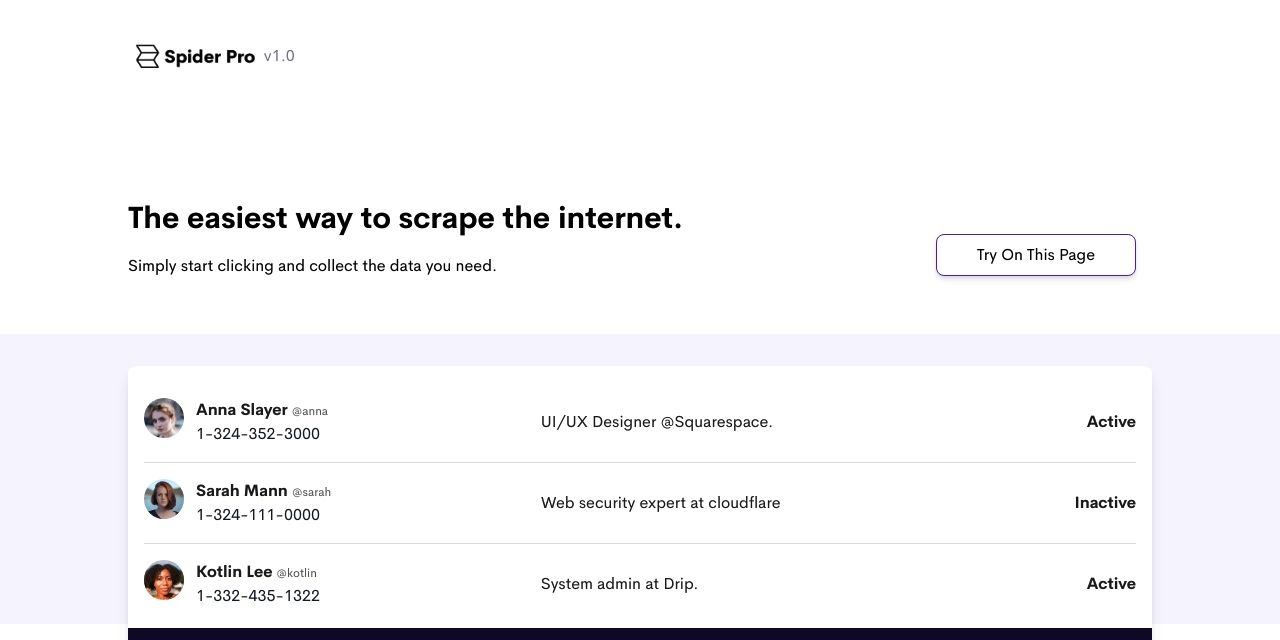 Spider Pro - the easiest way to scrape the internet