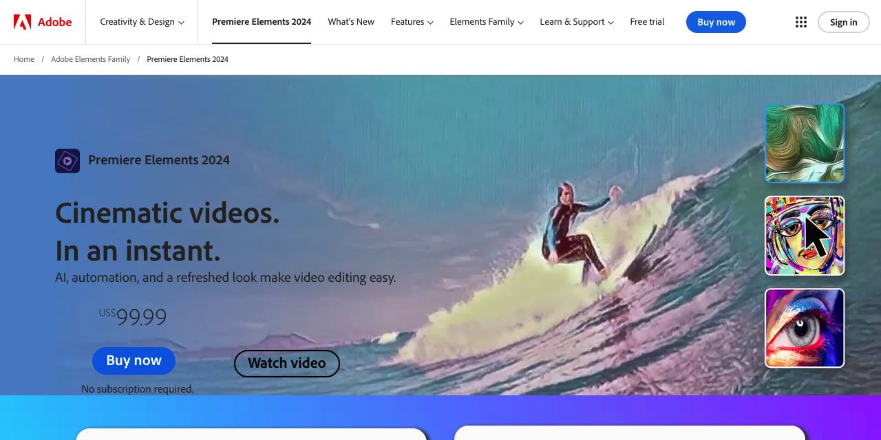 Easy video editing software | Adobe Premiere Elements 2022