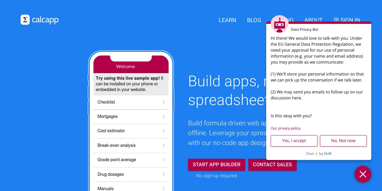Build apps instead of spreadsheets with Calcapp