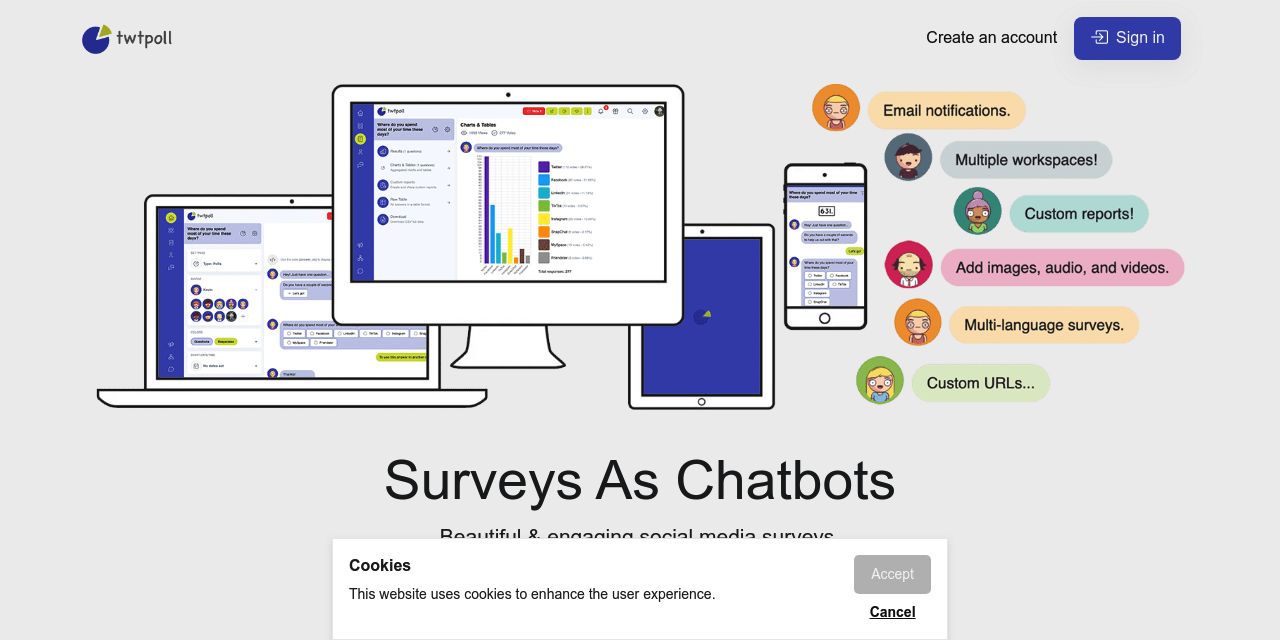 Surveys As Chatbots. Beautiful & engaging social media surveys.