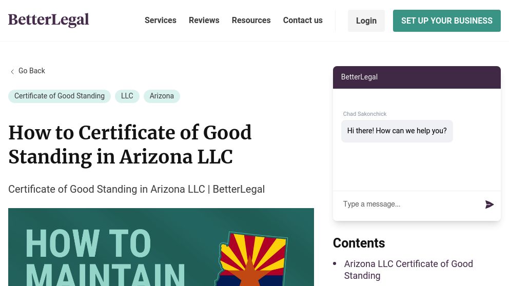 How to Certificate of Good Standing in Arizona LLC BetterLegal