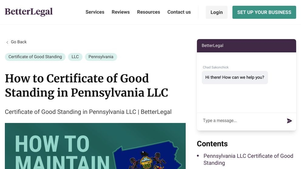 How to Certificate of Good Standing in Pennsylvania LLC BetterLegal